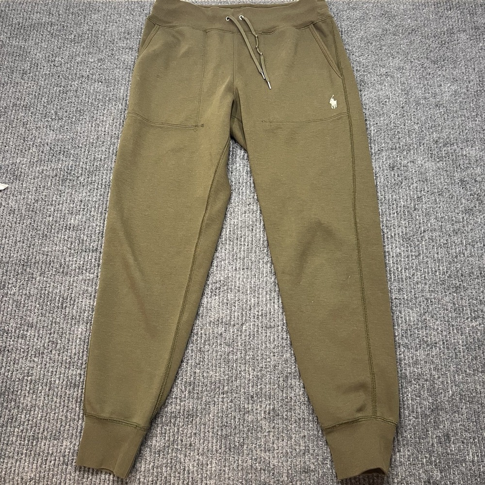POLO RALPH LAUREN Sweatpants Joggers Womens Small Olive Double Knit Tech Pockets - Picture 2 of 8